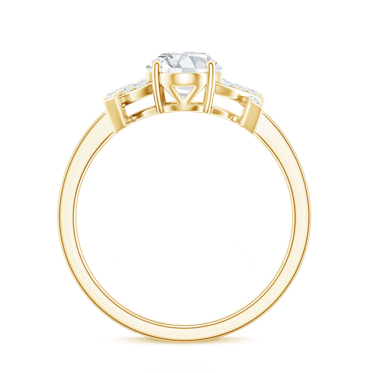 Certified Moissanite Oval Engagement Ring in Split Shank