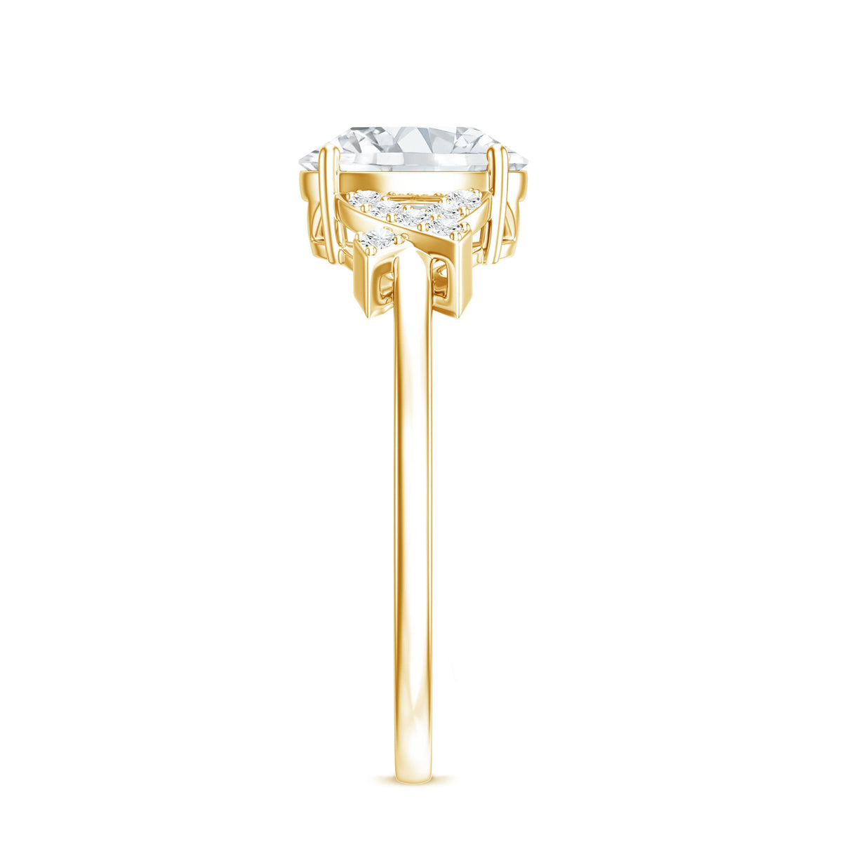 Certified Moissanite Oval Engagement Ring in Split Shank