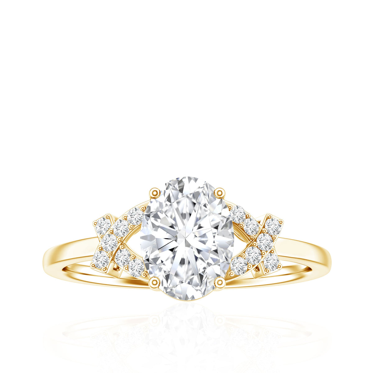 Certified Moissanite Oval Engagement Ring in Split Shank