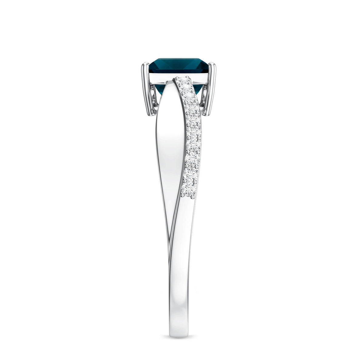 1 Carat Princess Cut London Blue Topaz Solitaire Engagement Ring For Women