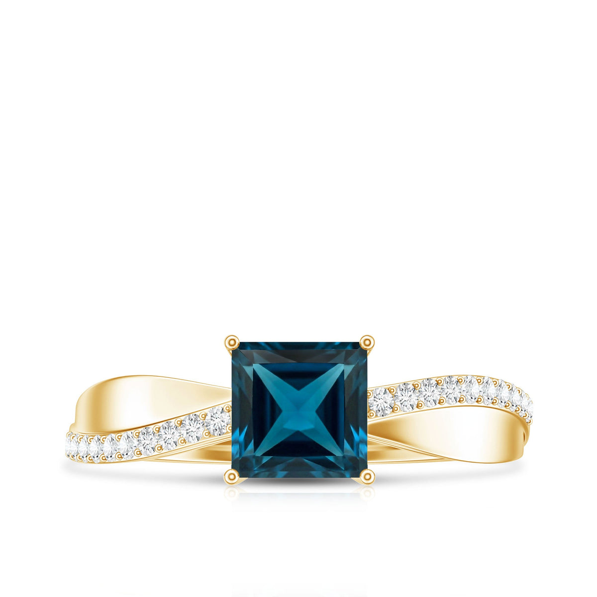 1 Carat Princess Cut London Blue Topaz Solitaire Engagement Ring For Women