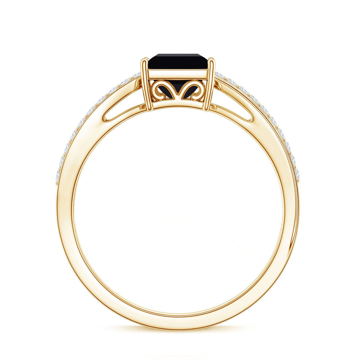 0.5 Carat Princess Cut Black Onyx Solitaire Engagement Ring with Diamond