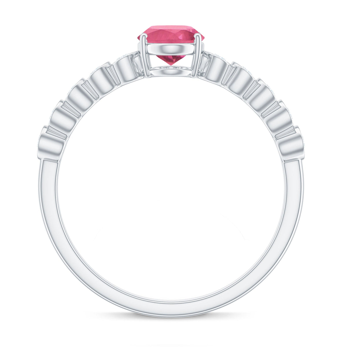 1 Carat Oval Pink Tourmaline Solitaire Engagement Ring with Diamond