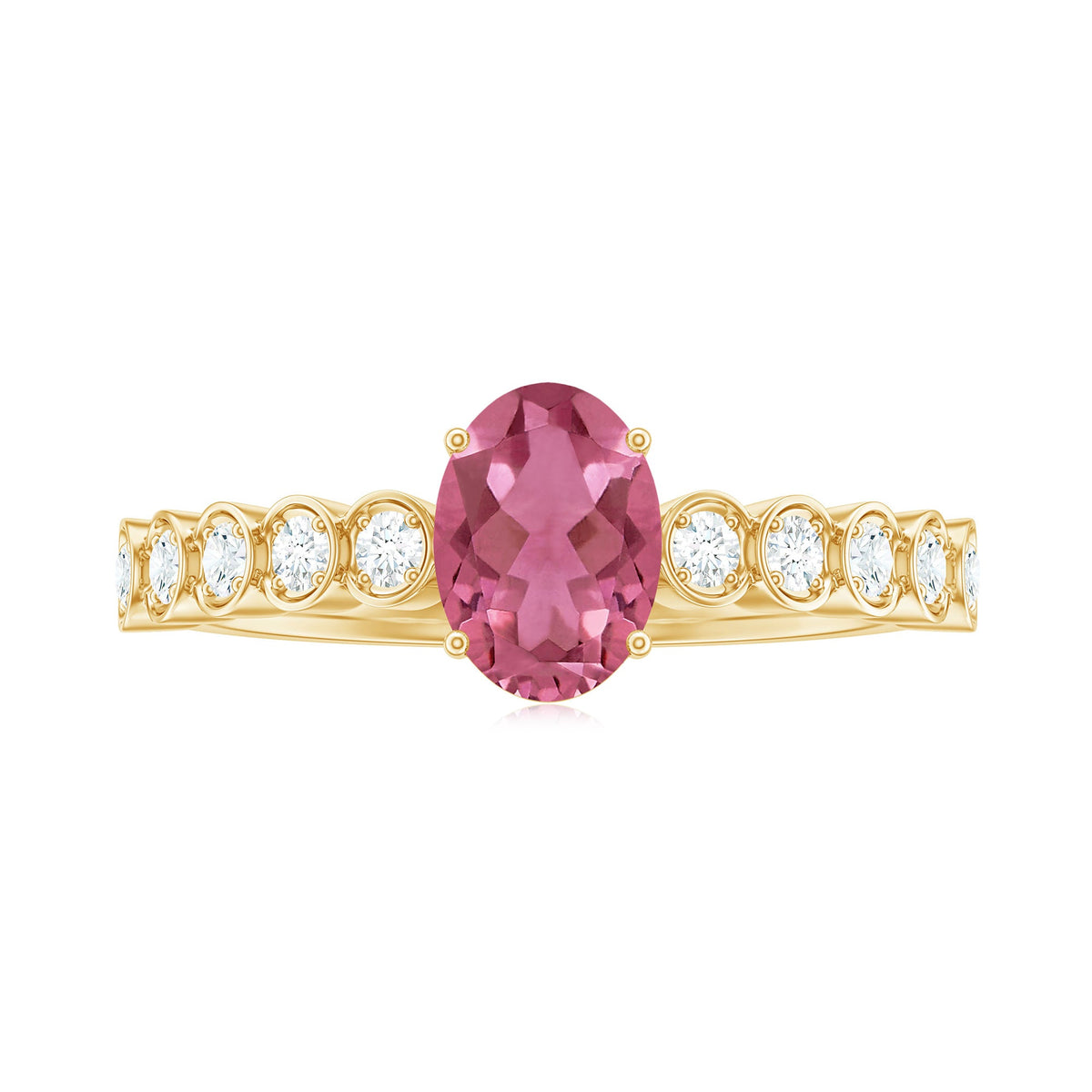 1 Carat Oval Pink Tourmaline Solitaire Engagement Ring with Diamond