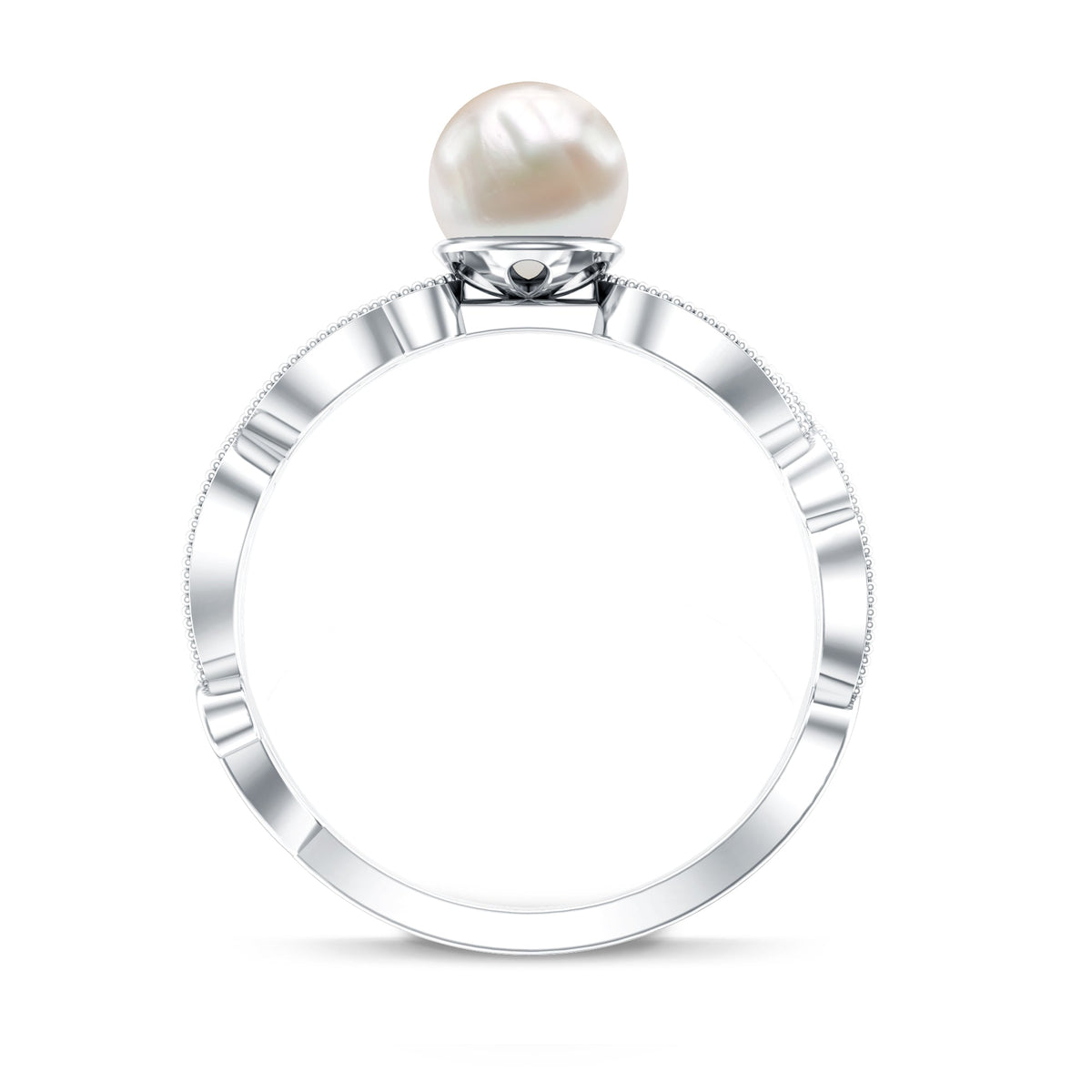 2.2 Carat Freshwater Pearl Vintage Looking Engagement Ring with Diamond