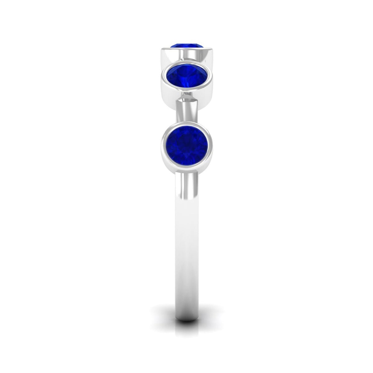 2 Carat Blue Sapphire Half Eternity Ring with Bezel Setting