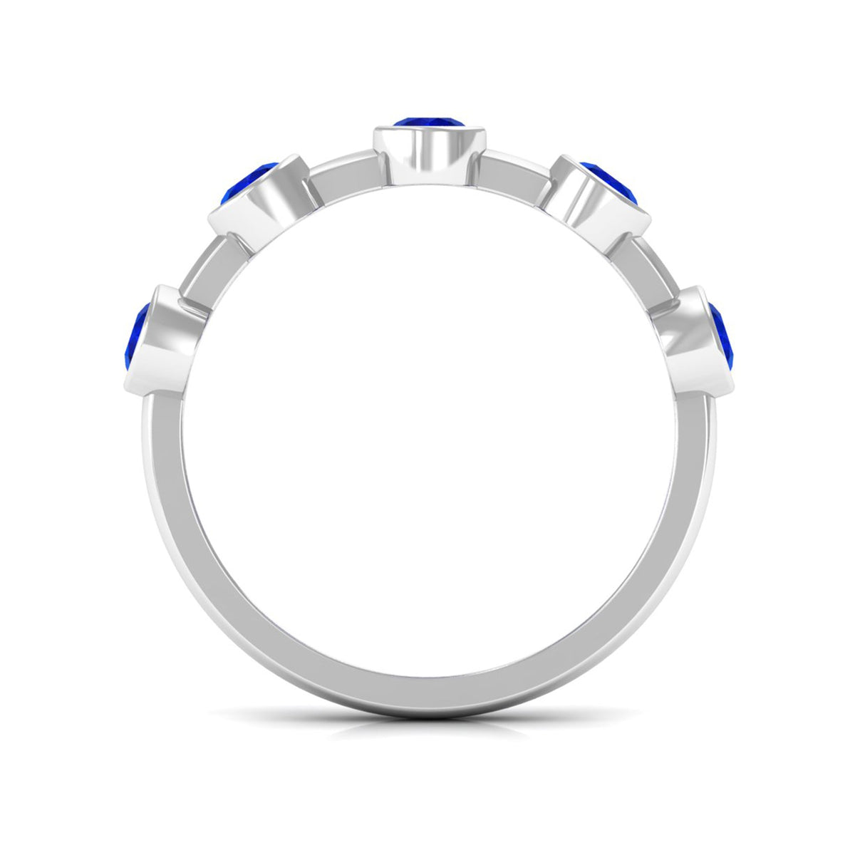 2 Carat Blue Sapphire Half Eternity Ring with Bezel Setting