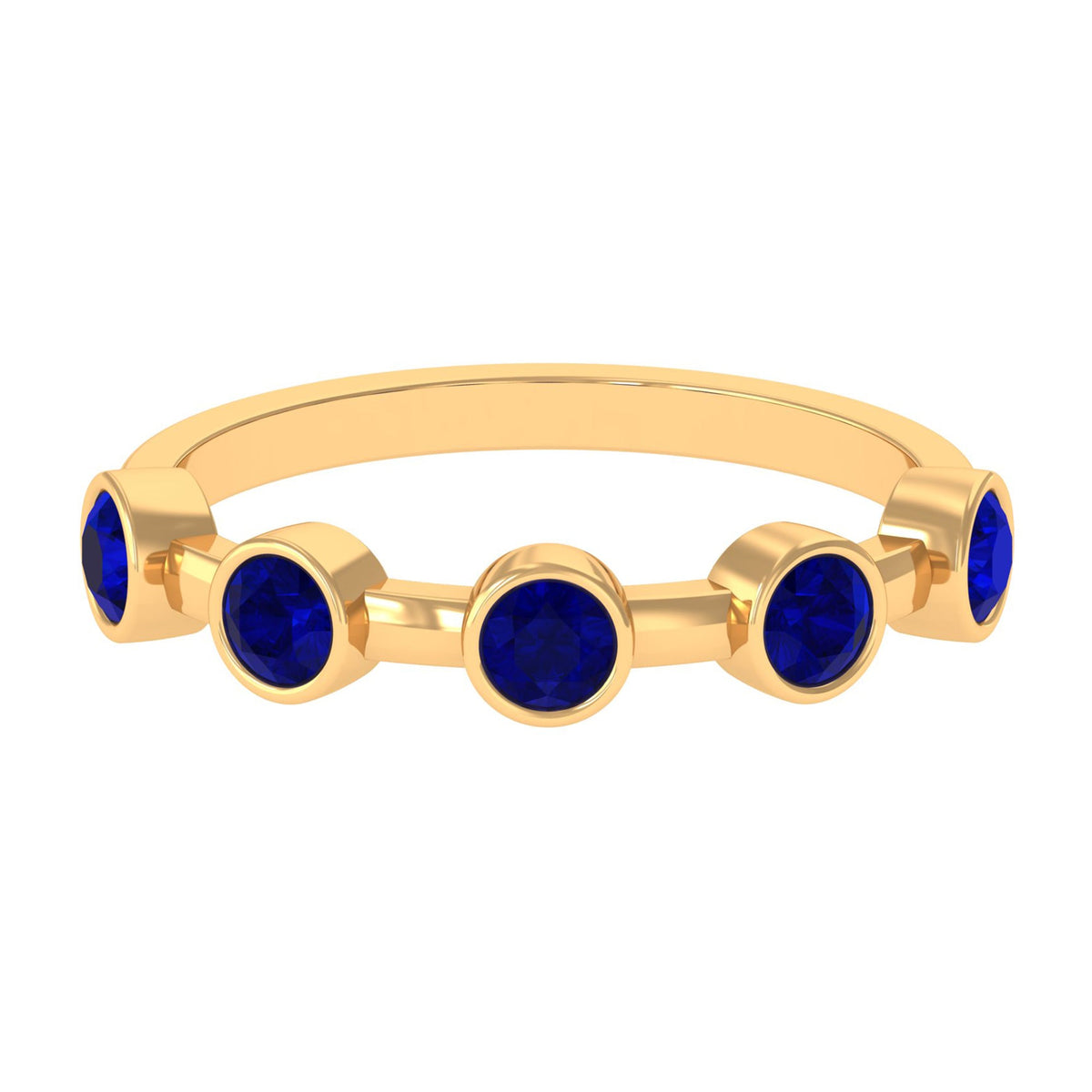 2 Carat Blue Sapphire Half Eternity Ring with Bezel Setting