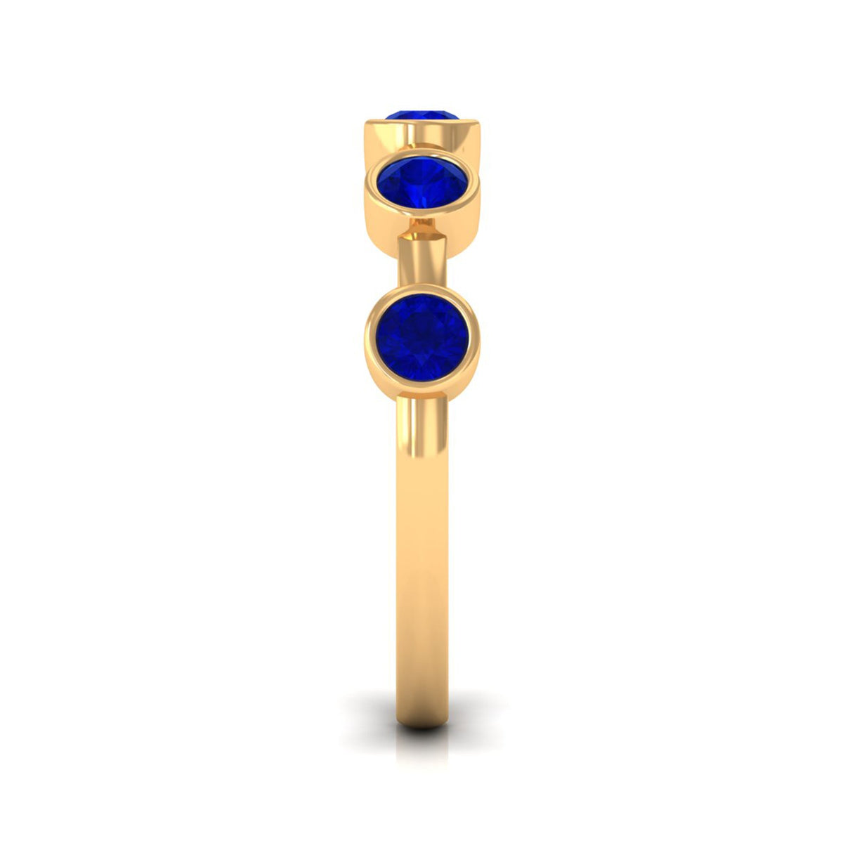 2 Carat Blue Sapphire Half Eternity Ring with Bezel Setting