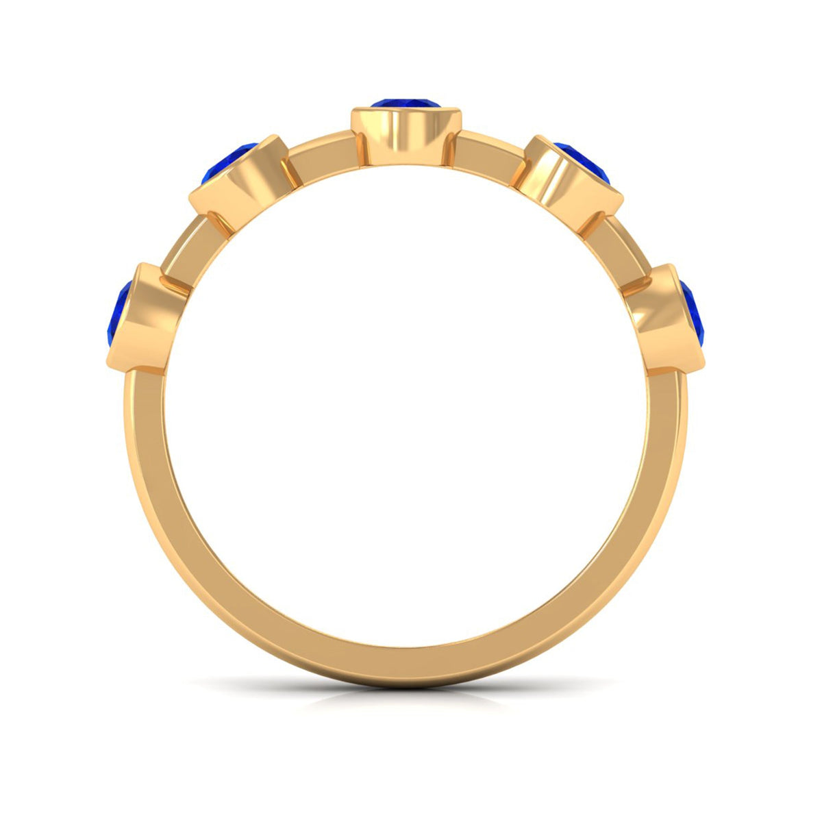 2 Carat Blue Sapphire Half Eternity Ring with Bezel Setting