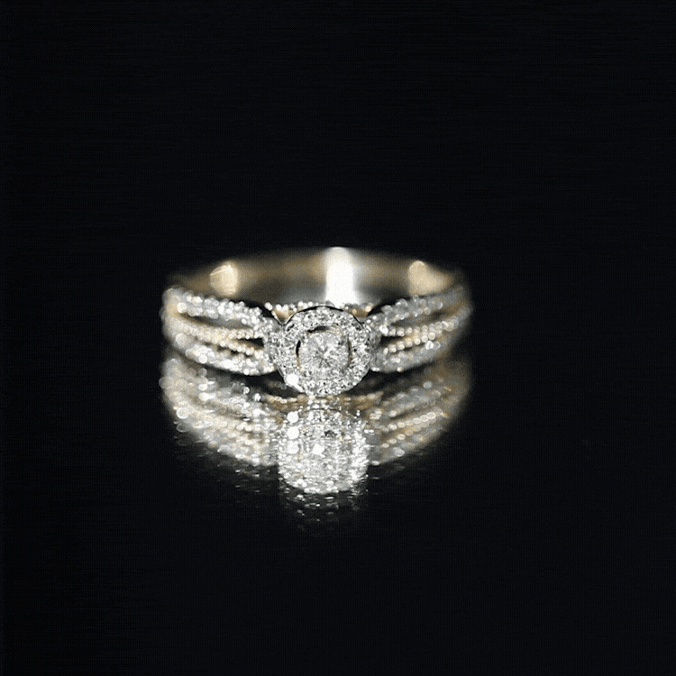 Real Diamond Designer Engagement Ring in Split Shank
