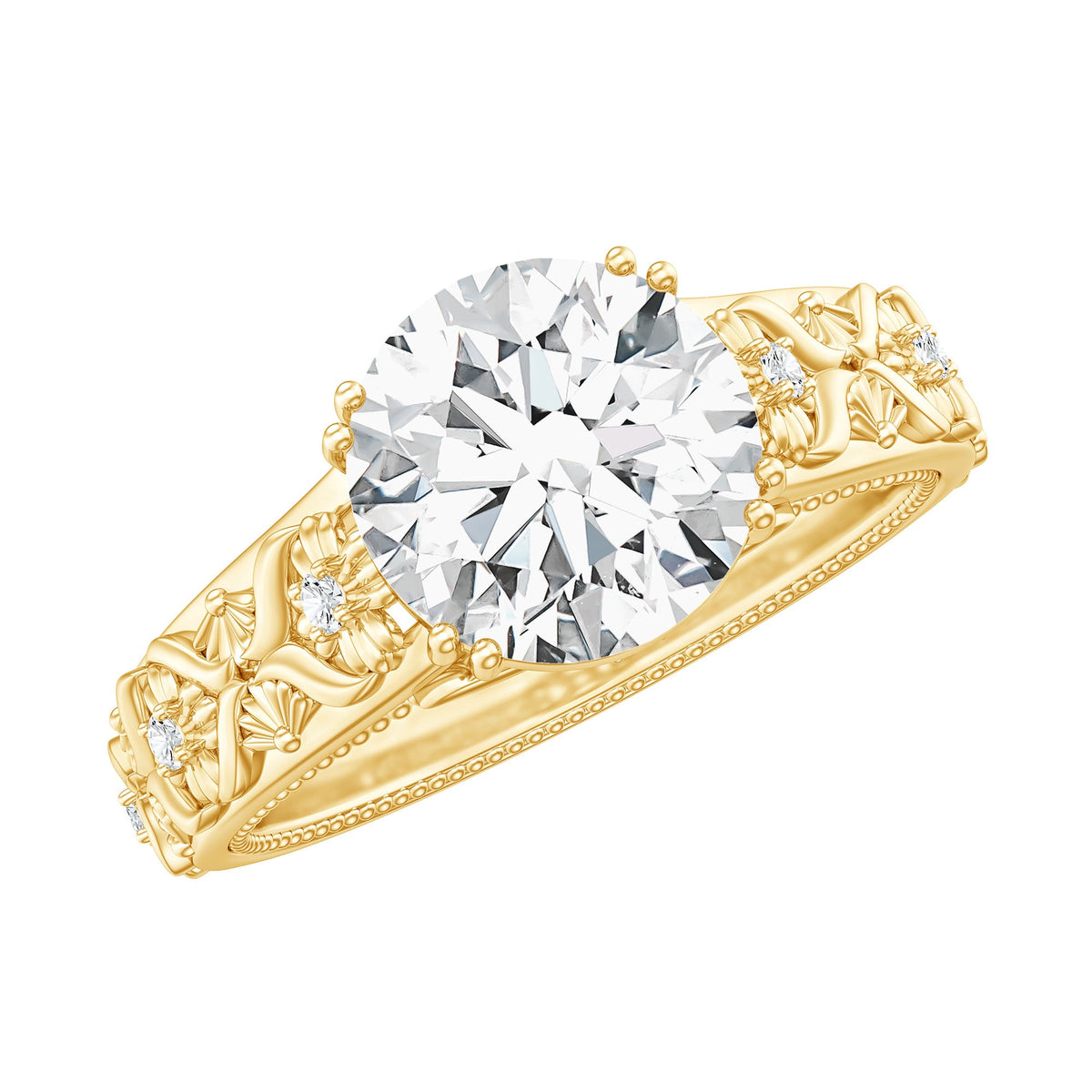 2 Carat Moissanite Double Prong Vintage Engagement Ring