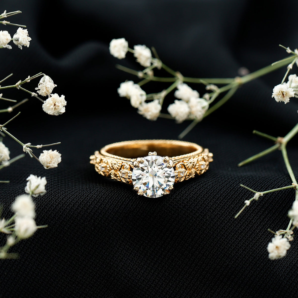 2 Carat Moissanite Double Prong Vintage Engagement Ring