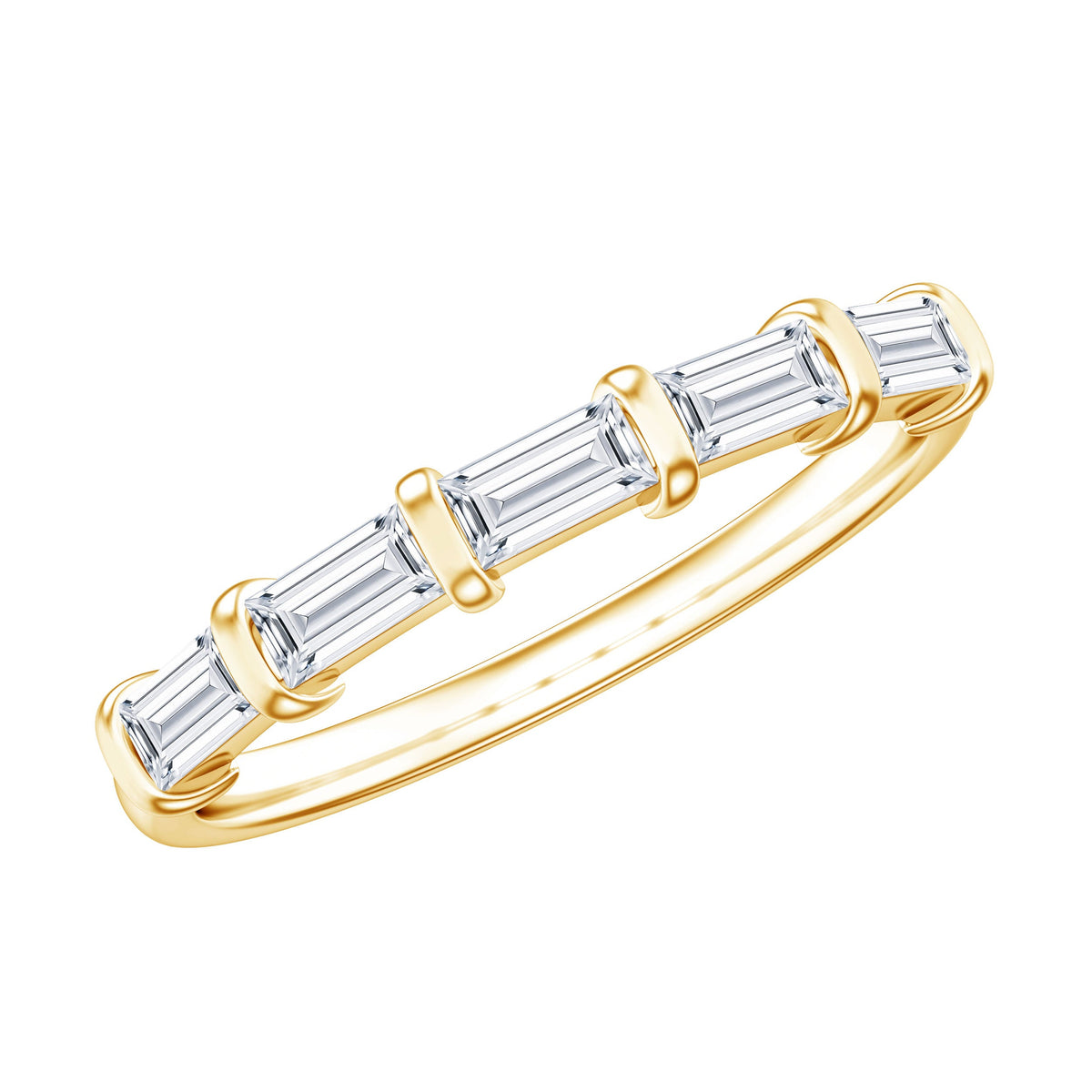 East West Set Moissanite Half Eternity Ring for Her