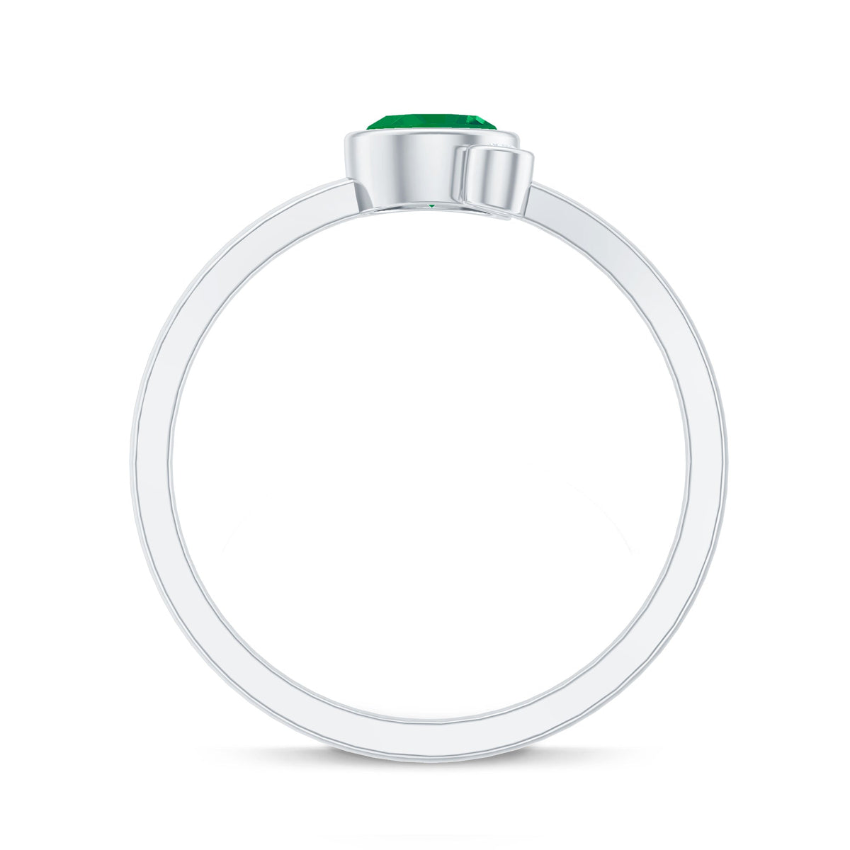 Bezel Set Emerald and Lab Diamond Two Stone Promise Ring