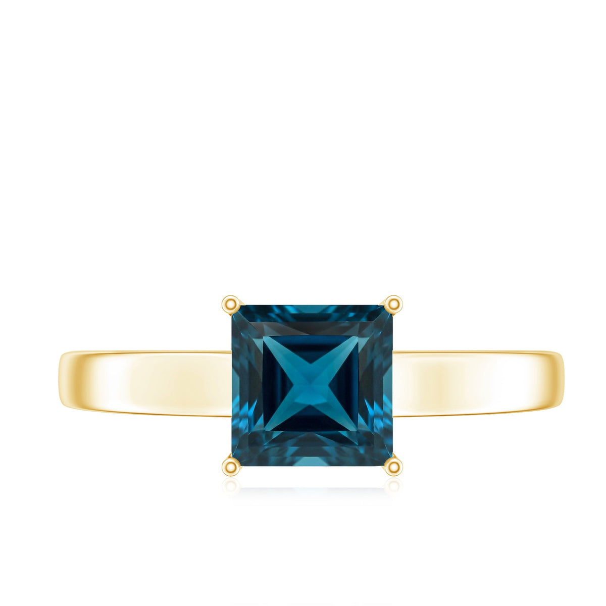 1 Carat Princess Cut London Blue Topaz Solitaire Ring