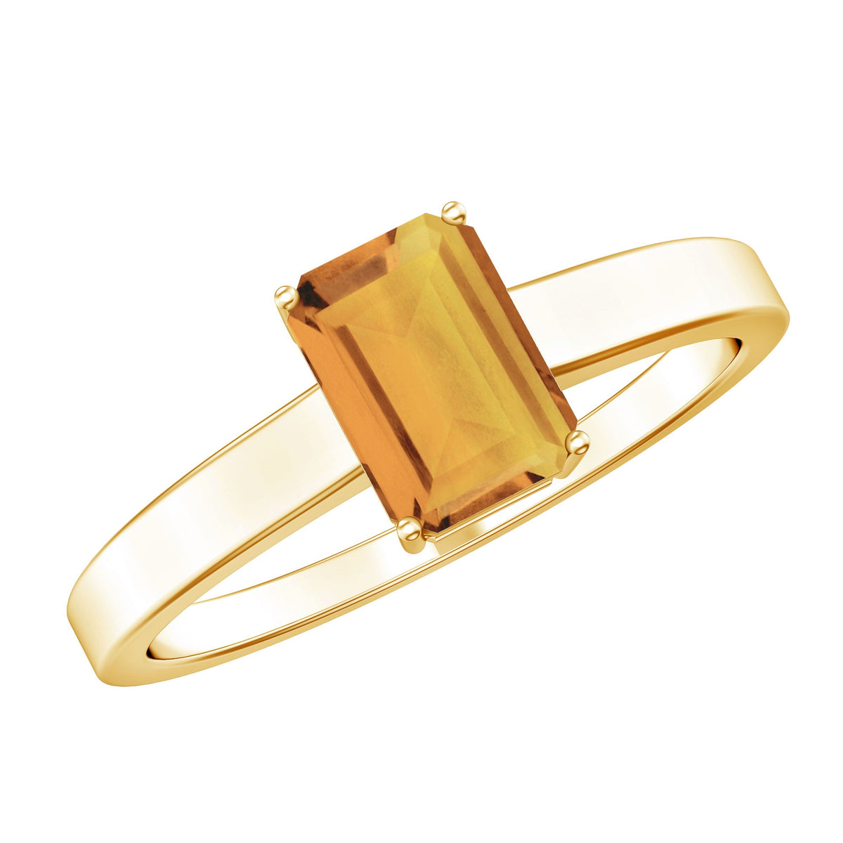 1.8 Carat Natural Citrine Solitaire Emerald Cut Engagement Ring