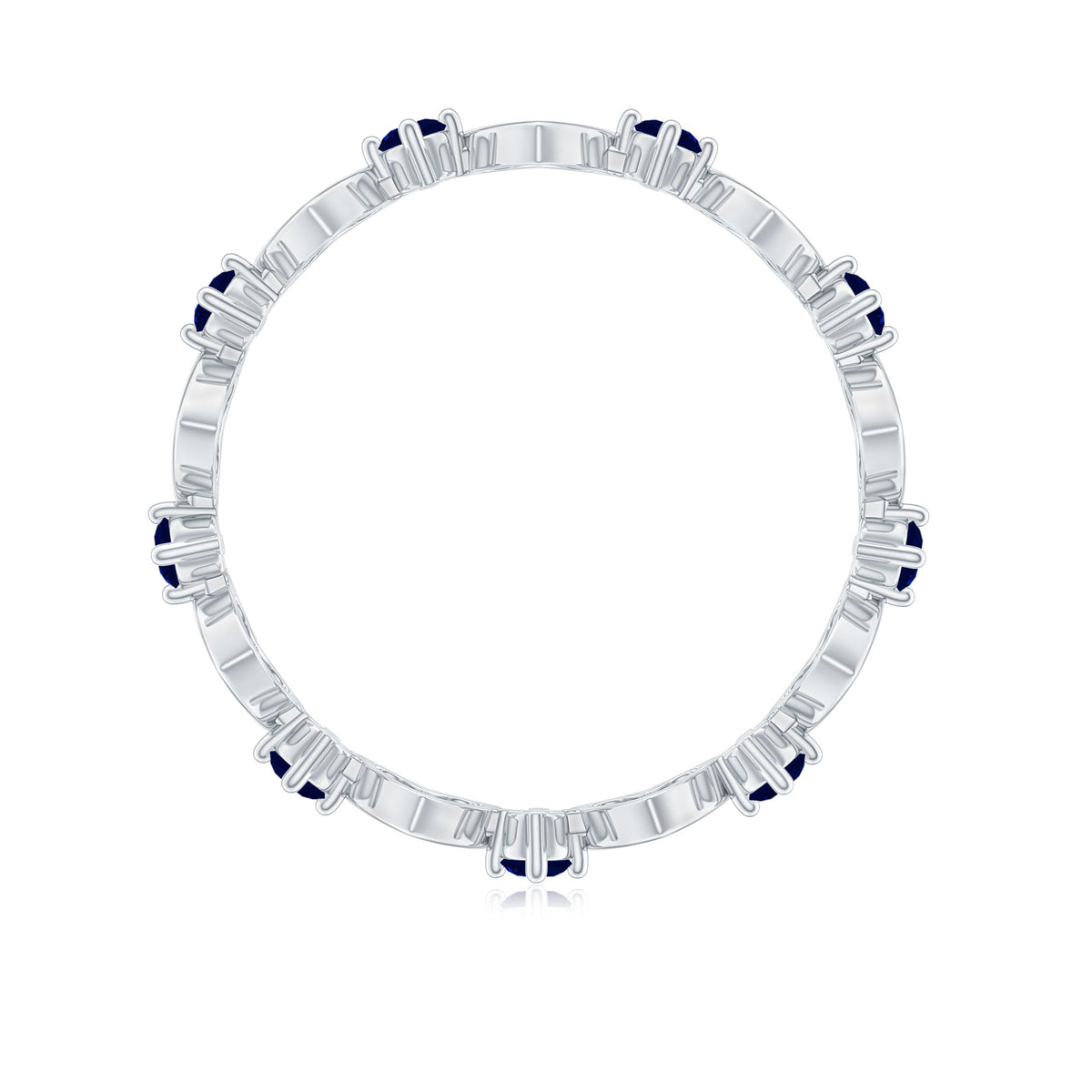 Blue Sapphire Open Heart Wedding Band Ring