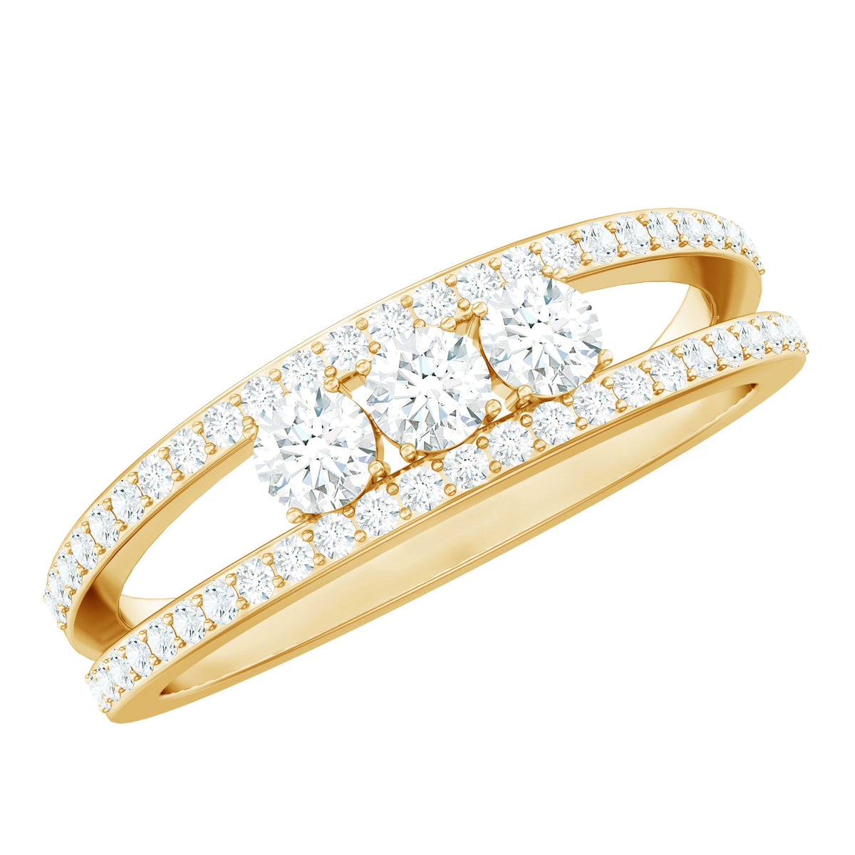 Certified Moissanite 3 Stone Anniversary Ring for Women