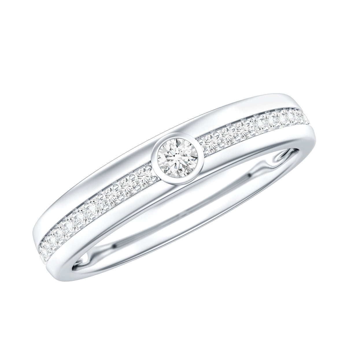 Bezel Set Moissanite Unisex Wedding Band Ring