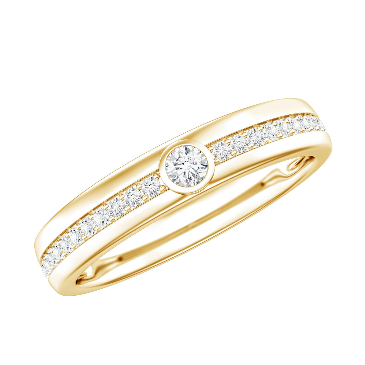 Bezel Set Moissanite Unisex Wedding Band Ring