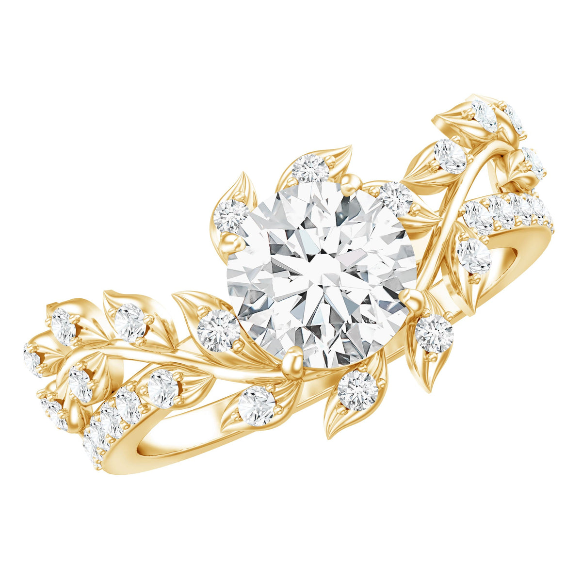 1.3 Carat Round Cut Moissanite Vine Engagement Ring for Women