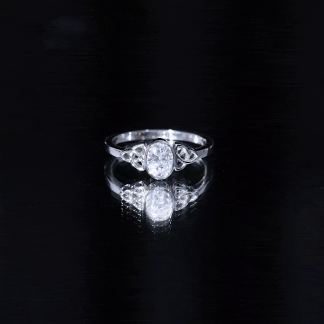 0.7 Carat Oval Lab Grown Diamond Celtic Knot Engagement Ring