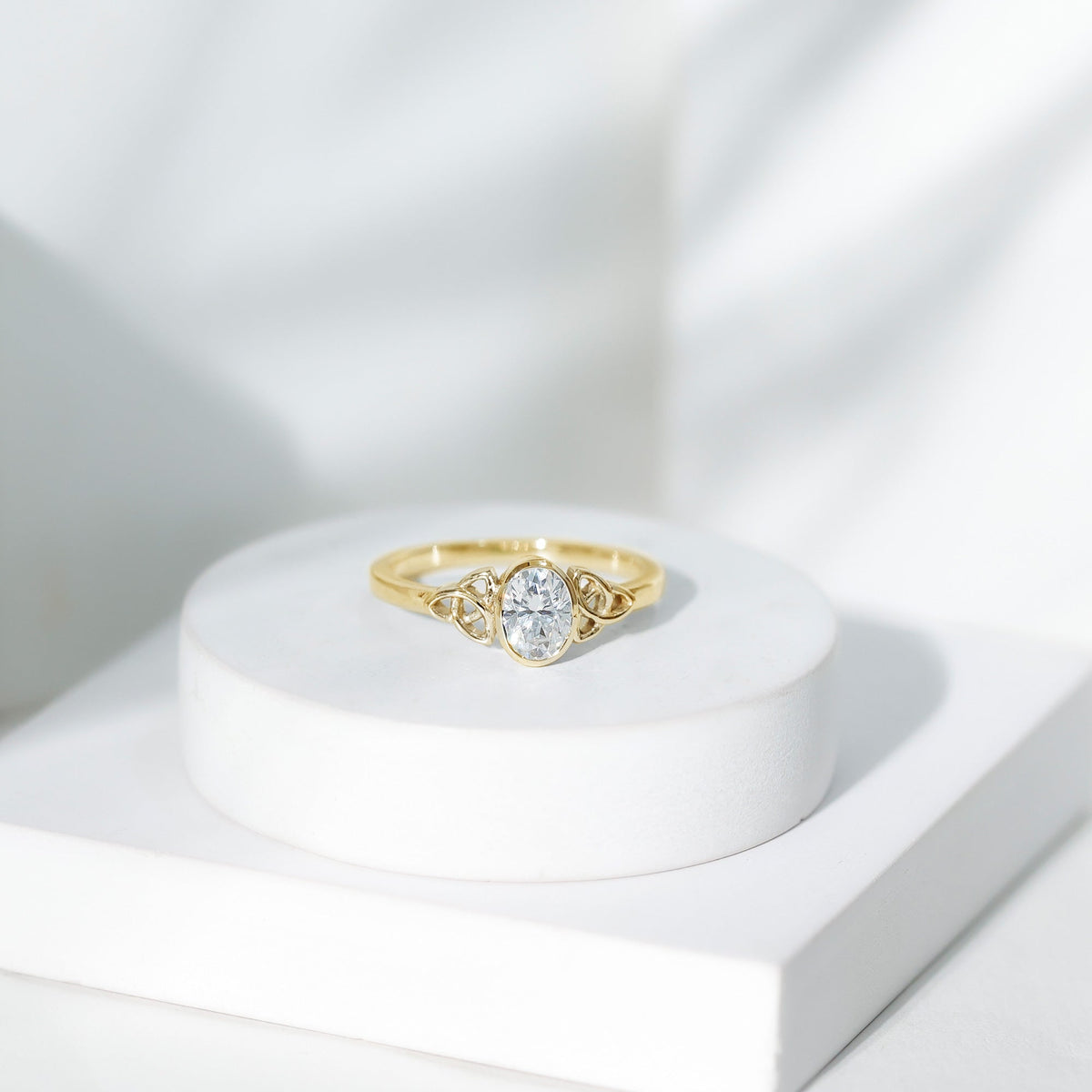 0.7 Carat Oval Lab Grown Diamond Celtic Knot Engagement Ring