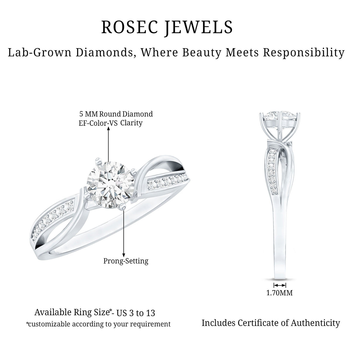 0.4 Carat Certified Lab Grown Diamond Infinity Engagement Ring