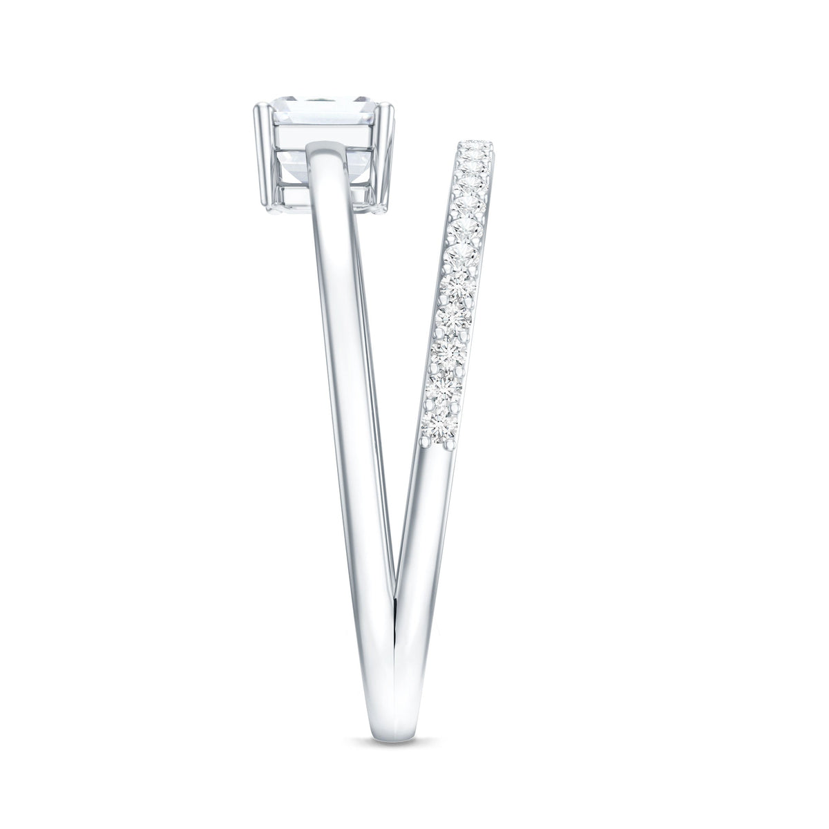 1.8 Carat Emerald Cut Lab Grown Diamond Double Band Engagement Ring
