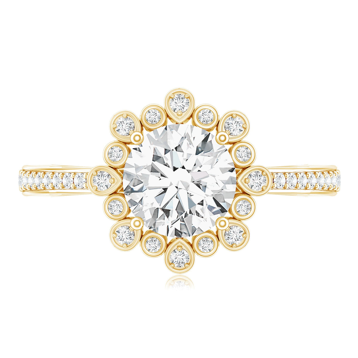 2 Carat Lab Grown Diamond Circle Engagement Ring With Side Stones