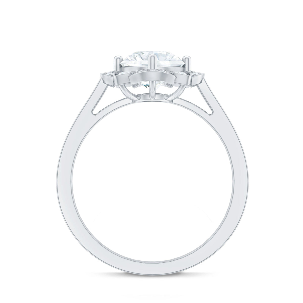2 Carat Lab Grown Diamond Vintage Engagement Ring With Diamond Studded Shank