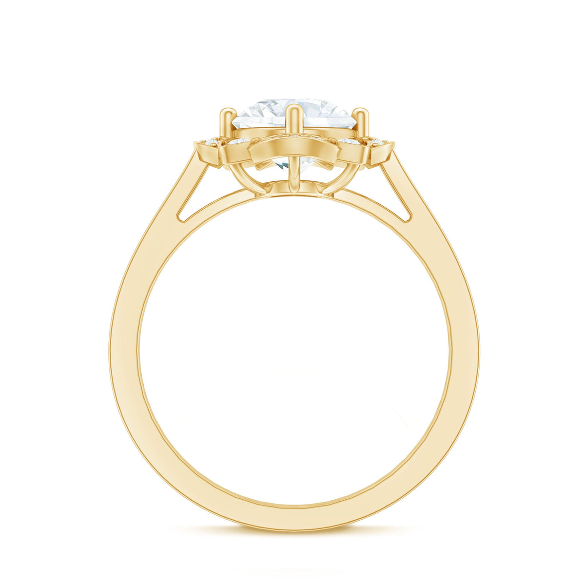 2 Carat Lab Grown Diamond Vintage Engagement Ring With Diamond Studded Shank