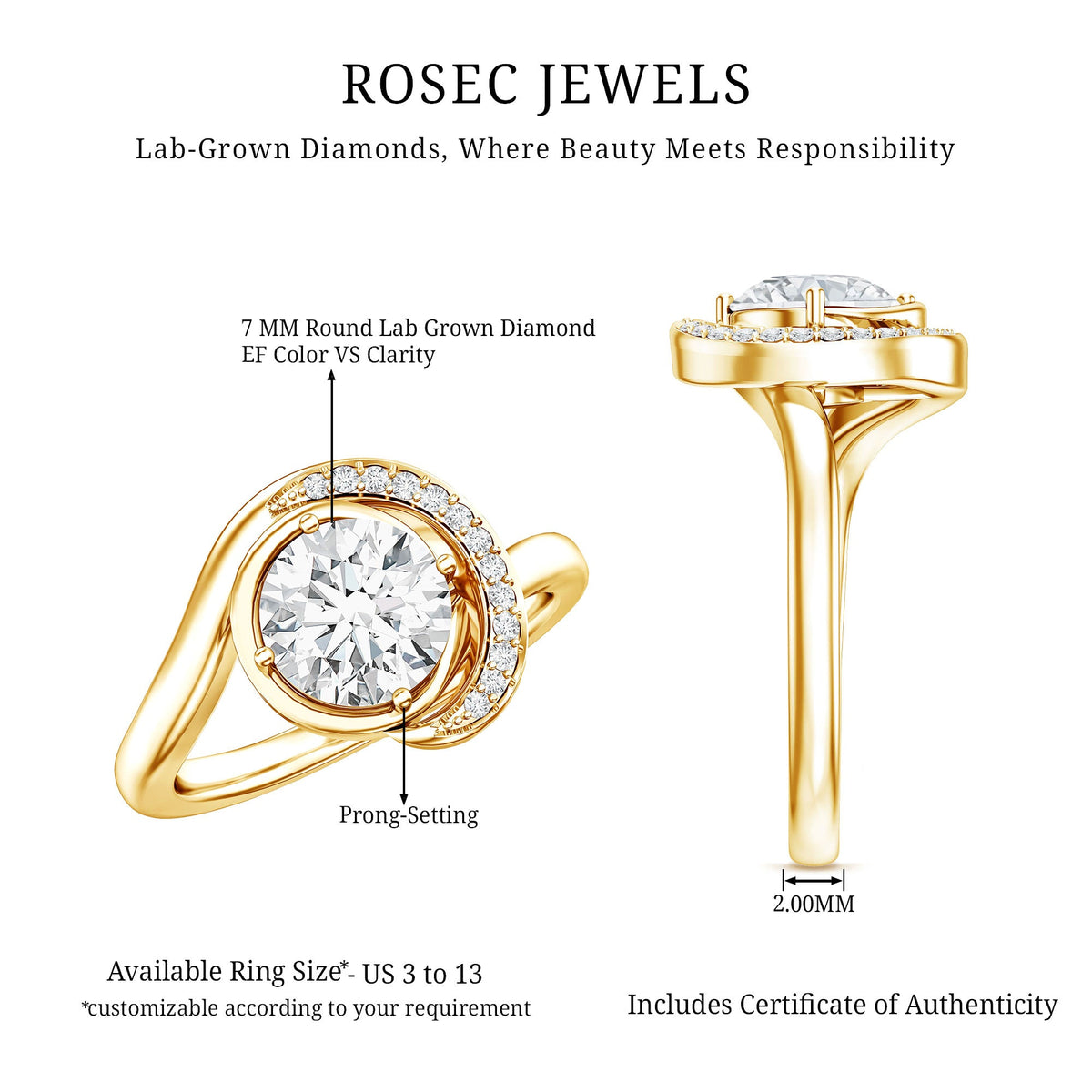 1.2 Carat Lab Grown Diamond Unique Engagement Ring For Her