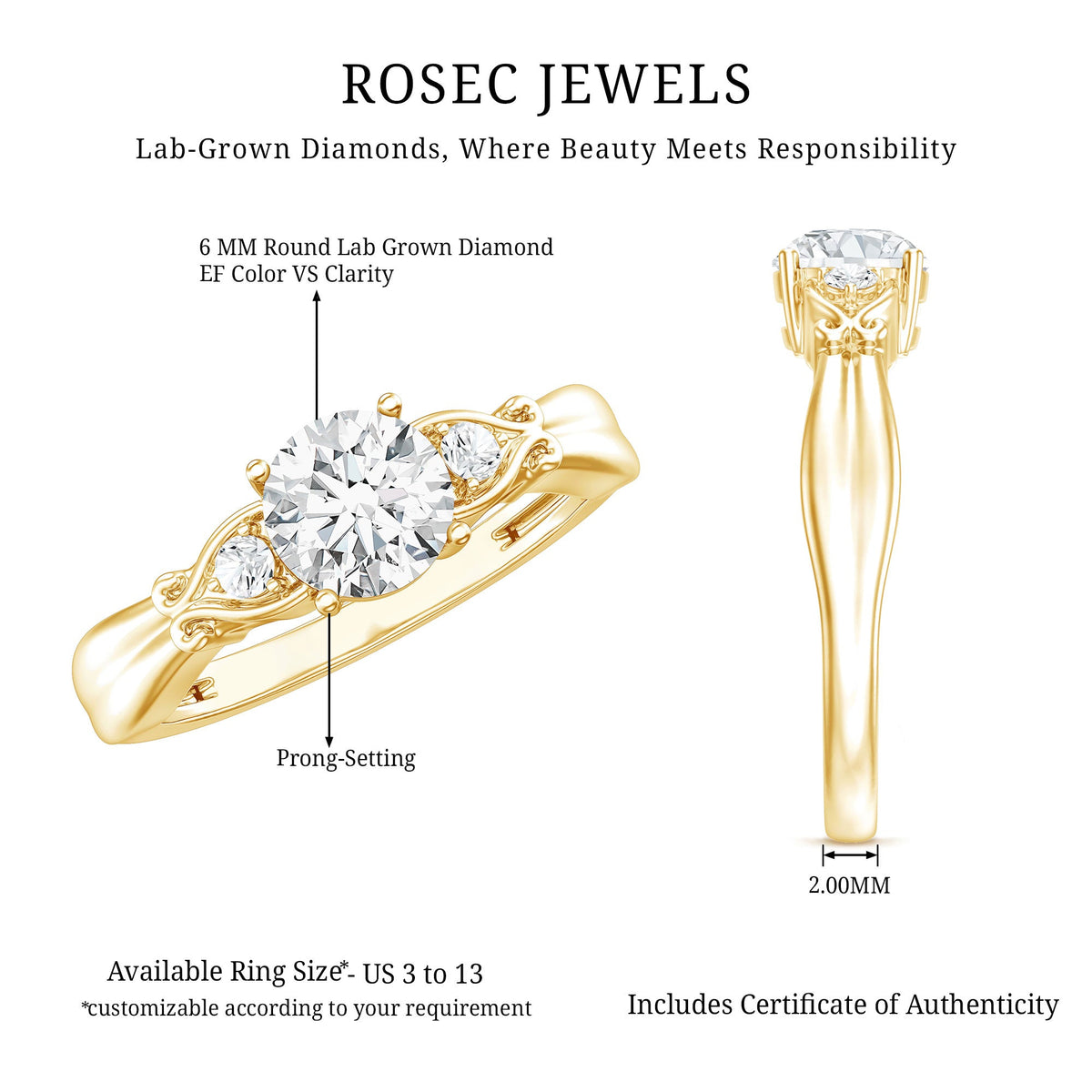 0.9 Carat Certified Lab Grown Diamond Engagement Ring