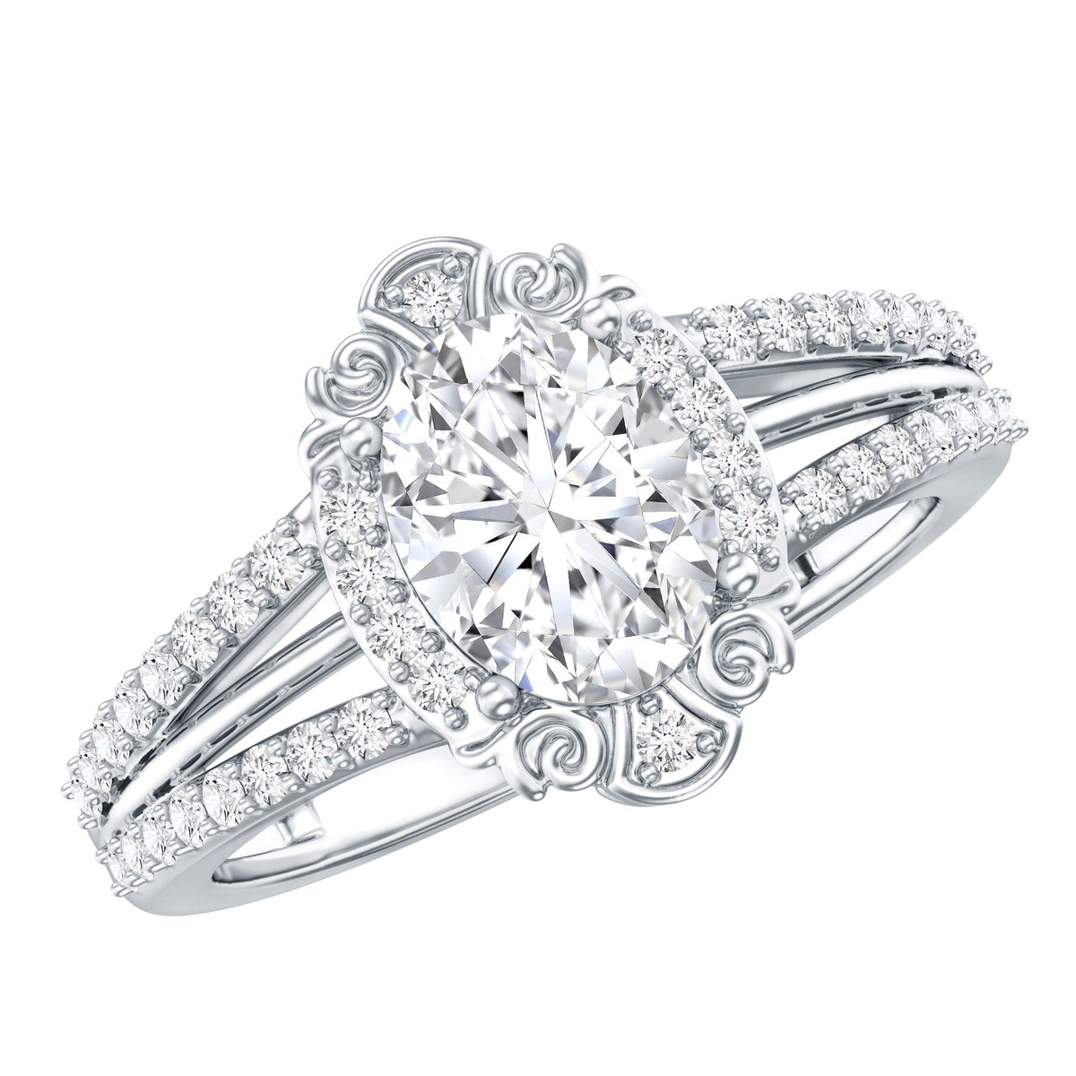 1.2 Carat Oval Lab Grown Diamond Vintage Engagement Ring For Women