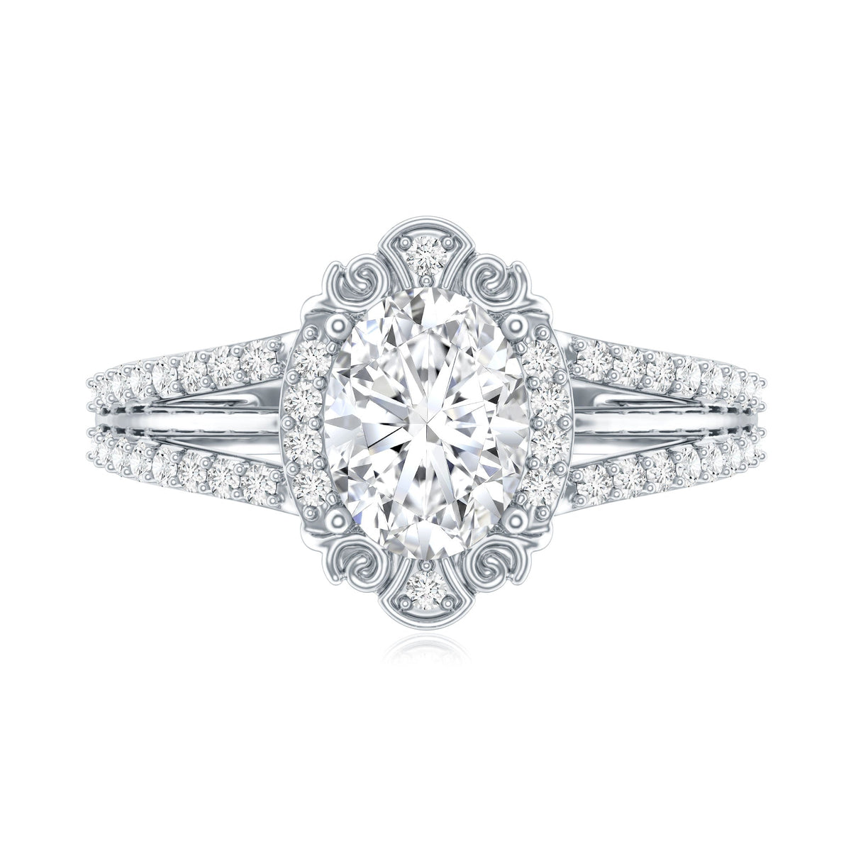 1.2 Carat Oval Lab Grown Diamond Vintage Engagement Ring For Women