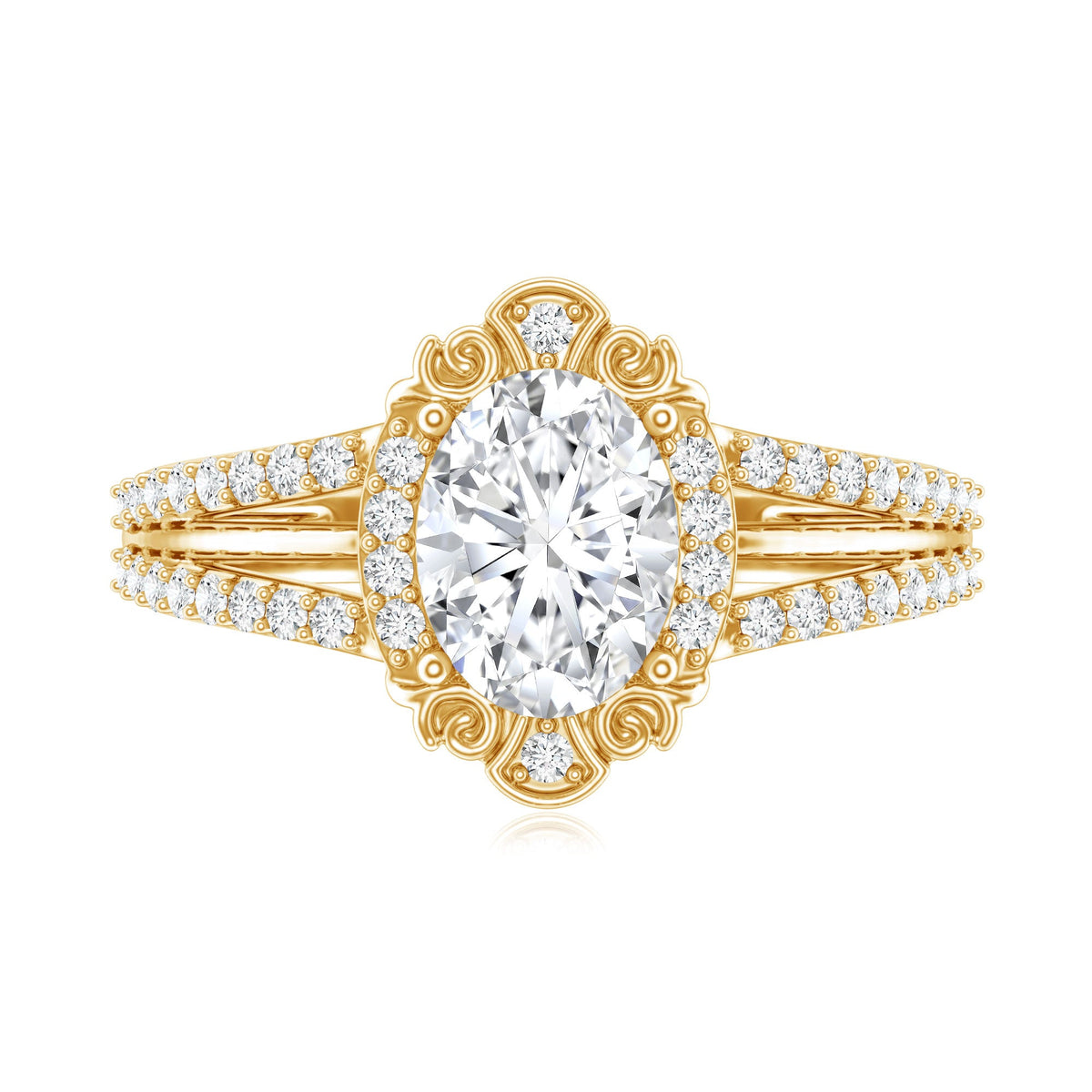 1.2 Carat Oval Lab Grown Diamond Vintage Engagement Ring For Women