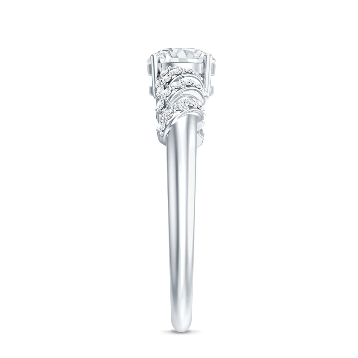 0.9 Carat Lab Grown Diamond Designer Engagement Ring With Side Stones