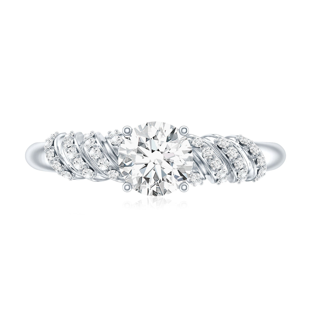 0.9 Carat Lab Grown Diamond Designer Engagement Ring With Side Stones