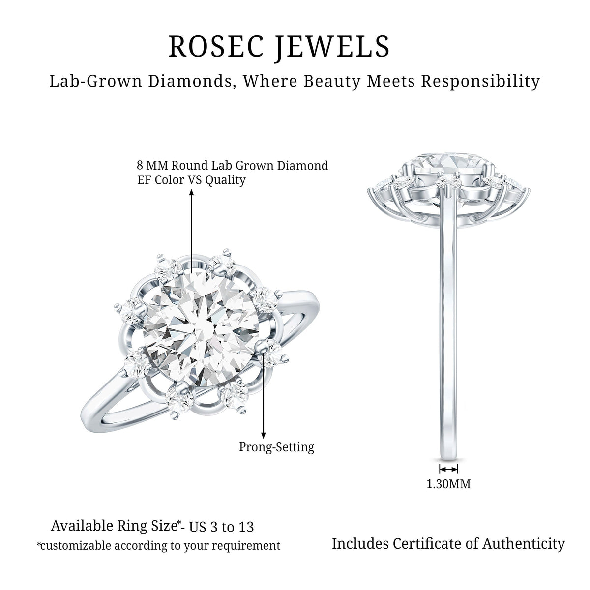 2 Carat Lab Grown Diamond Statement Engagement Ring
