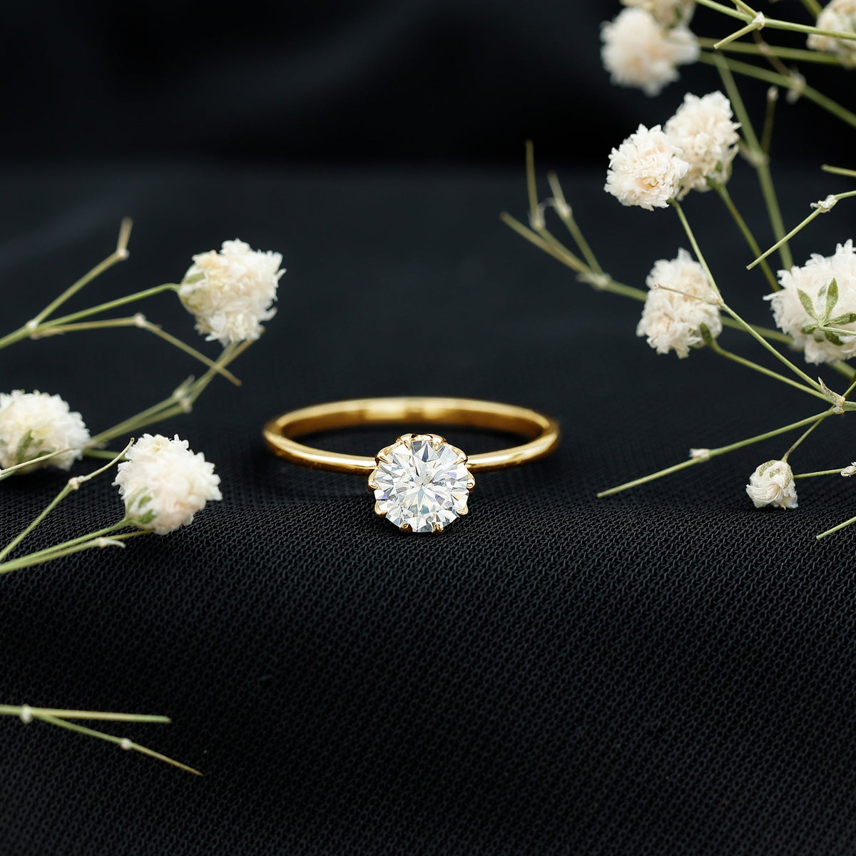 0.9 Carat Lab Grown Diamond Round Cut Engagement Ring