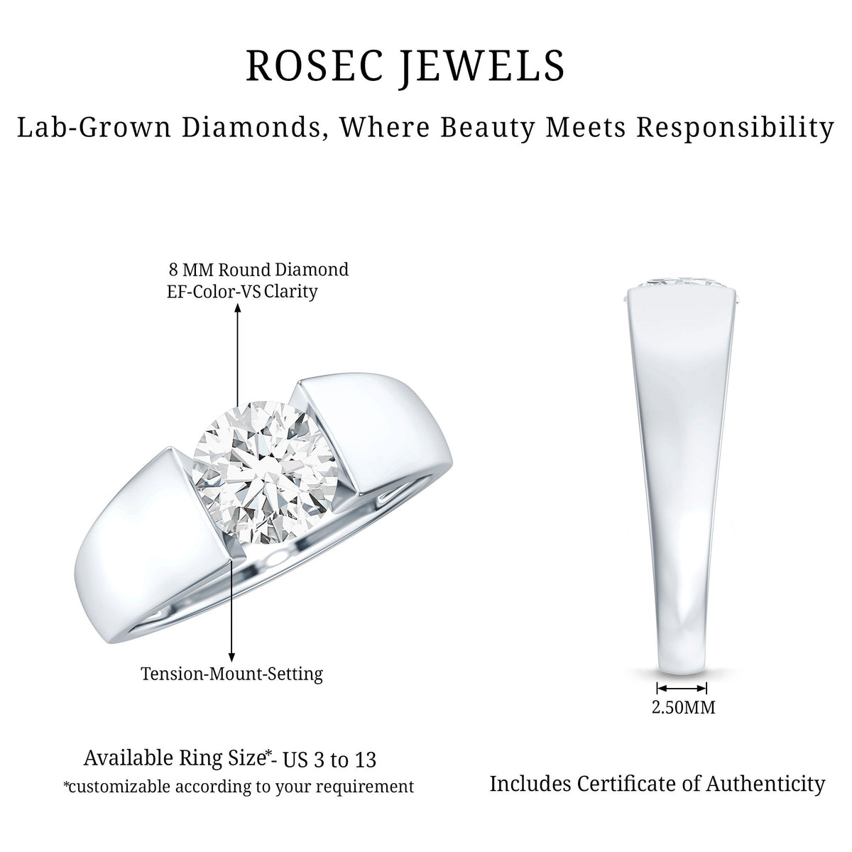2 Carat Lab Grown Diamond Dua Lipa Inspired Engagement Ring