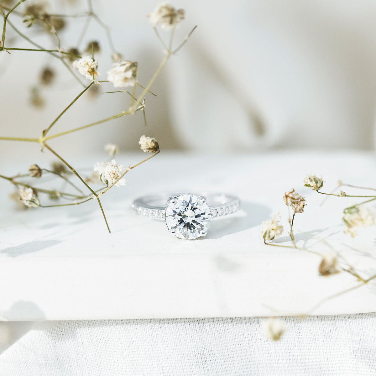 2 Carat Lab Created Diamond Round Engagement Ring With Hidden Halo