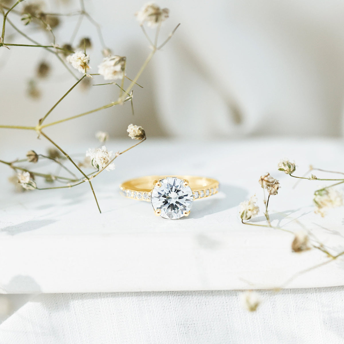 2 Carat Lab Created Diamond Round Engagement Ring With Hidden Halo