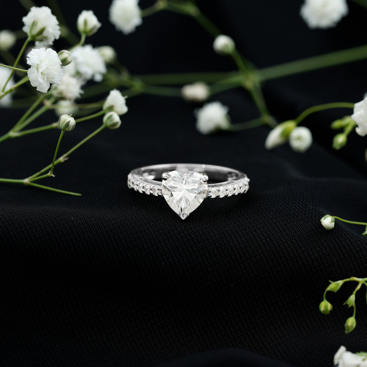 2 Carat Lab Grown Diamond Heart Engagement Ring For Women