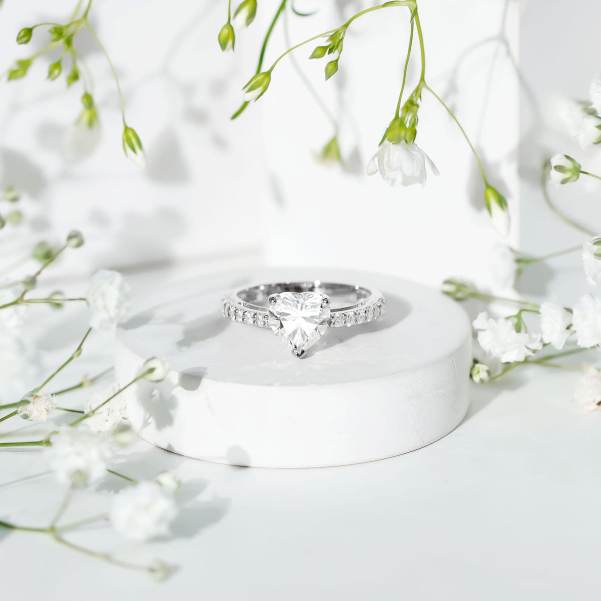 2 Carat Lab Grown Diamond Heart Engagement Ring For Women
