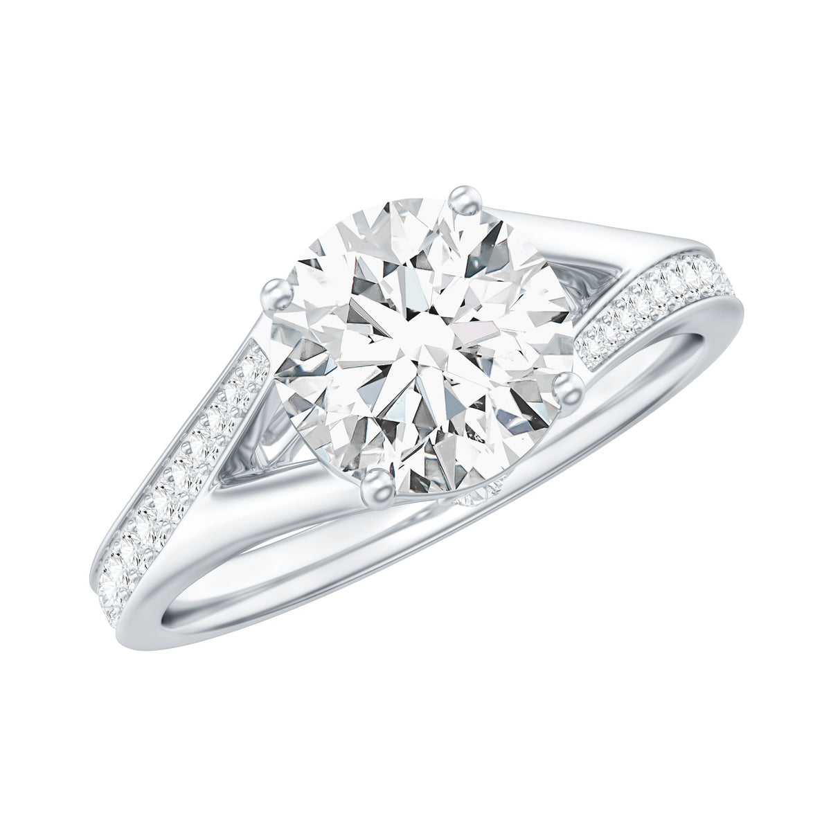 2 Carat Lab Grown Diamond Solitaire Engagement Ring with Split Shank