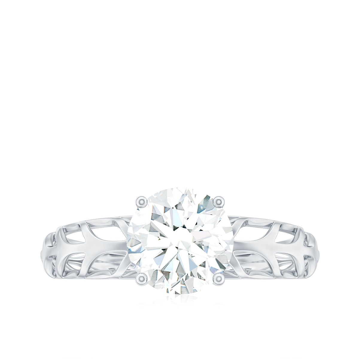1 Carat Solitaire Moissanite Engagement Ring with Filigree Band
