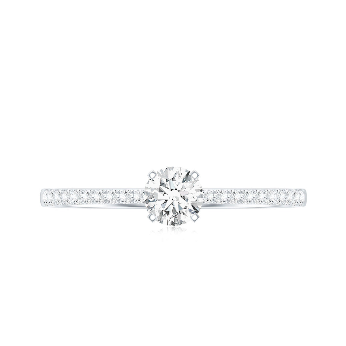 Certified 0.5 Carat Round Moissanite Solitaire Promise Ring